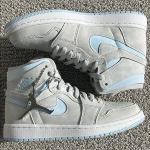 NEW Nike Jordan 1 High Women Zoom Air CMFT Grey Fog Light Blue Size 7.5
